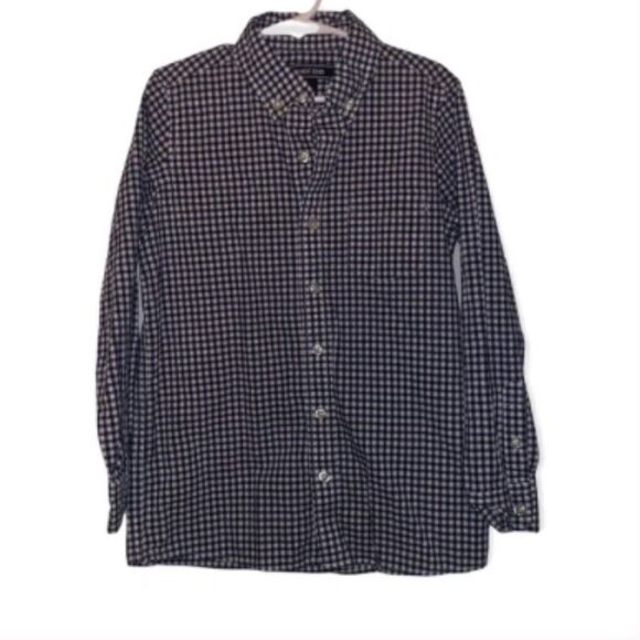 Kid's Lands End Black & White Checkered Button Down - Picture 1 of 7